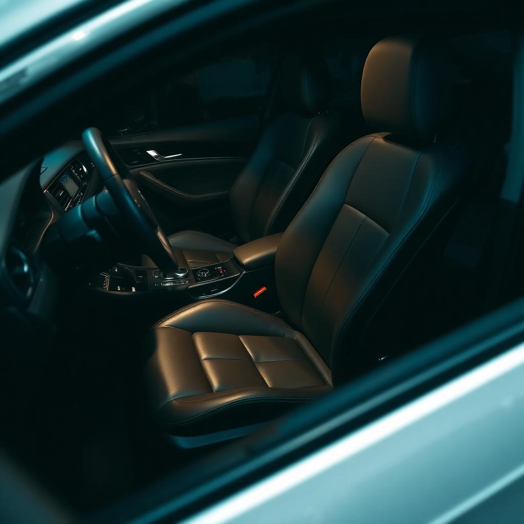 Spotless leather interior after a full interior detail.